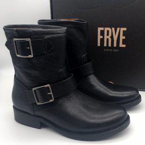 Frye Vicky Engineer Ankle Boot Black Leather